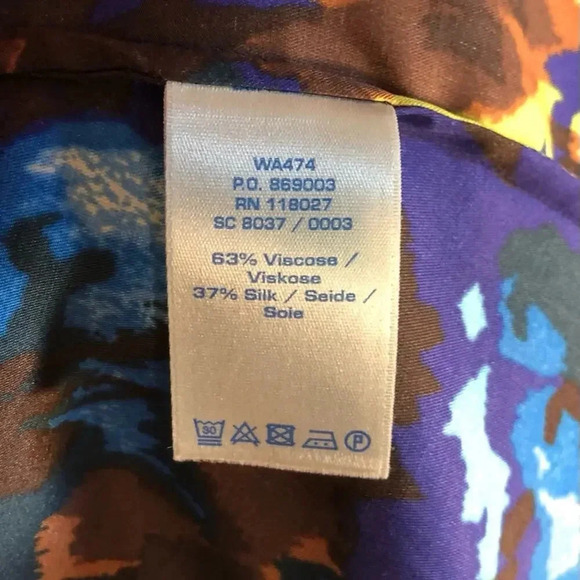 Boden Eliza Blue & Gold Silk Blend Floral Blouse size 12. - Picture 4 of 4